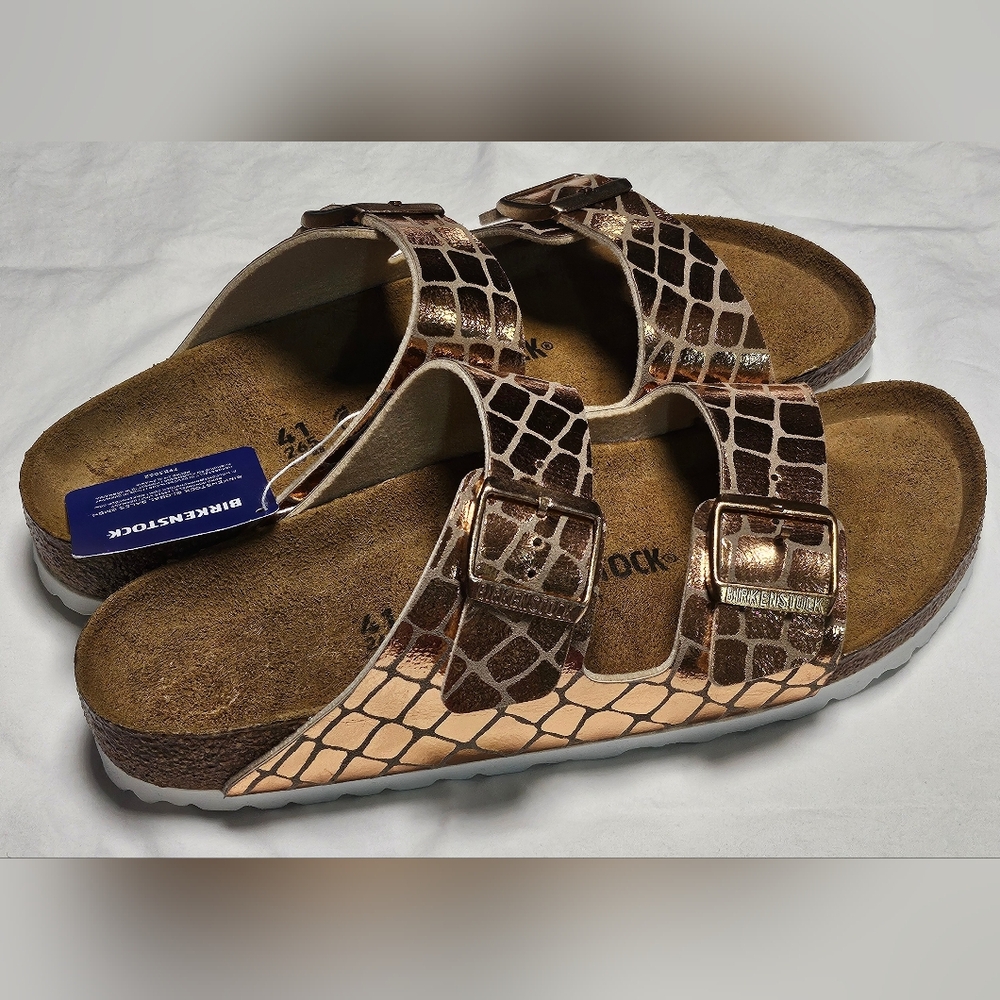 Birkenstock Arizona Gator Gleam Sandals Womens Size 41 / US 10  Copper NWT - Picture 6 of 11